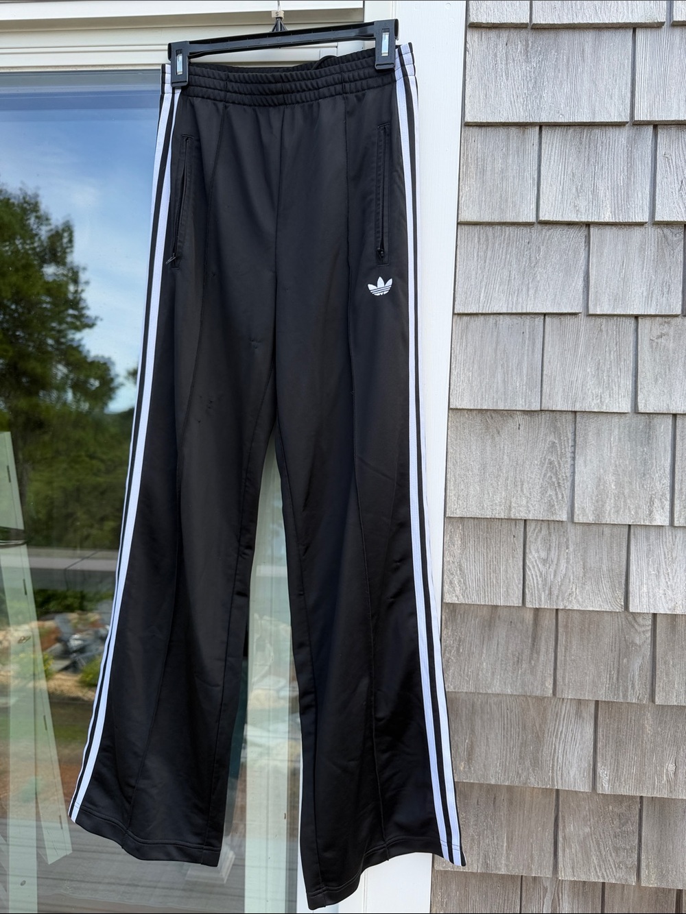 adidas Black Track Pants with White Side Stripes